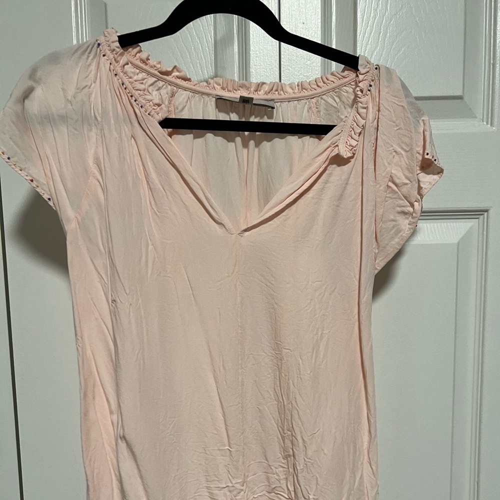 Loft Bead and Ruffle Detail Top